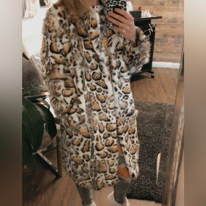 unique Leopard Print Teddy faux fur coat